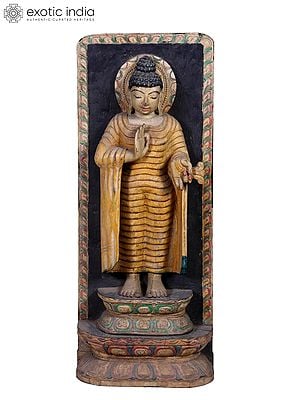 Wooden Preaching Buddha Sculpture