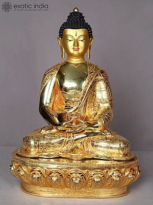 14" Amitabha Buddha Statue on Throne From Nepal