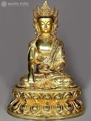 Seated Crown Buddha On Throne From Nepal