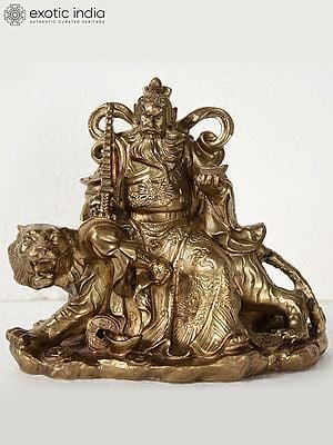 5" Bronze King Sitting on Lion