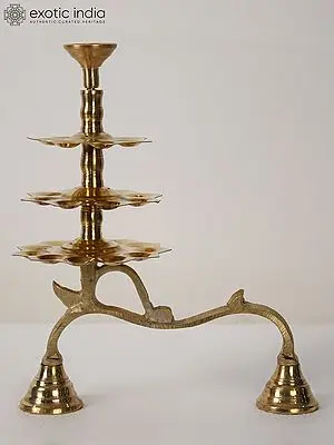10" Brass Twenty-Six Wicks Arti Diya