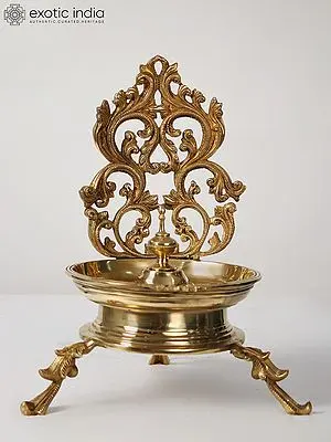 13" Brass Lamp (Deepak) with Jali