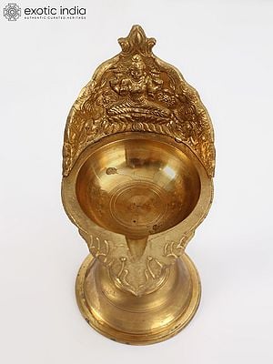 8" Goddess Lakshmi Lamp (Deepam) | Brass