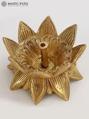 3" Small Lotus Shaped Designer Brass Lamp