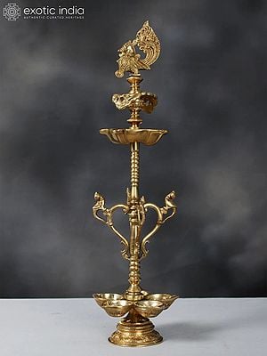 23" Brass Peacock Lamp (Annam Lamp)