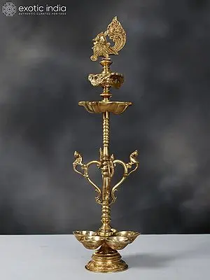 23" Brass Peacock Lamp (Annam Lamp)
