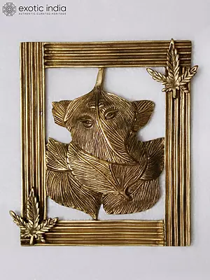 7" Brass Leaf Ganesha Wall Hanging