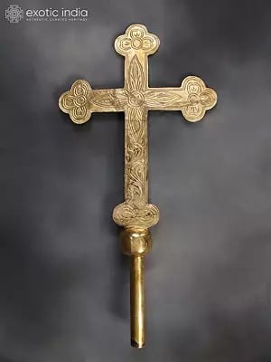 Brass Jesus Cross Standard for Procession