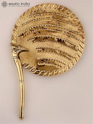 Hindu Shodasa Upachara Hand Fan in Brass