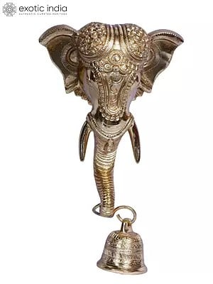 Wall Hanging Ganesha Bell in Brass | Gold Plated