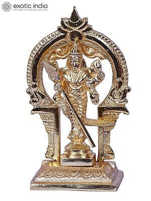 4" Small Thiruvachi Murugar Brass Idol with Gold Plated