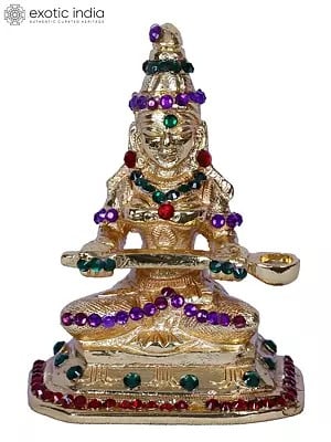 3" Small Goddess Annapurna With Stone Work | Brass | Gold Plated