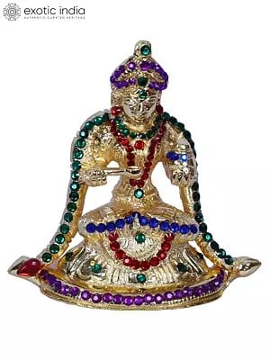 4" Small Annapurna Malai With Stone Work | Brass | Gold Plated