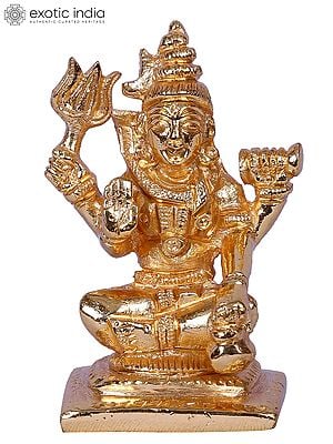 3'' Small Shiva Sitting Sqaure | Gold-Plated Brass