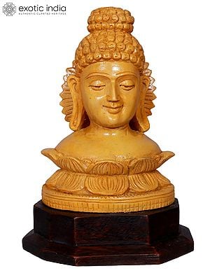 6" Wooden Lord Buddha Bust