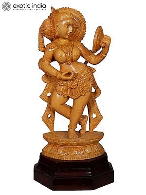 16'' Madanika Staring at Mirror | Wooden Statue