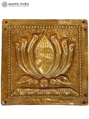 Lotus Repousse Plate | Brass and Iron