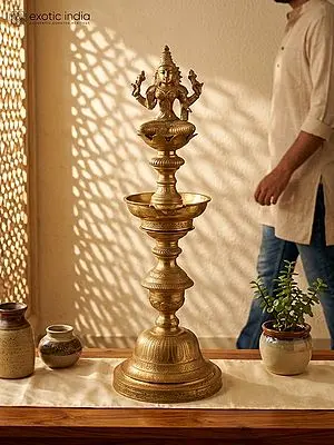 25" Amman Lamp (Goddess Lakshmi Lamp) In Brass | Handmade | Made In India
