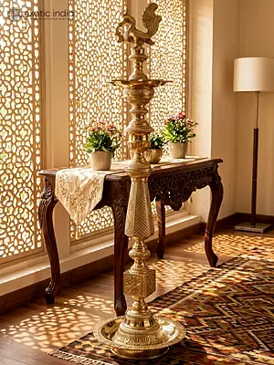 39" Annam Lamp (Peacock Lamp) In Brass | Handmade | Made In India