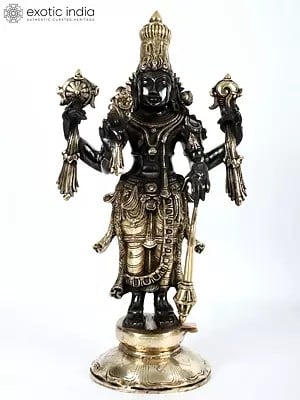 21" Lord Vishnu With Gada Standing On Pedestal