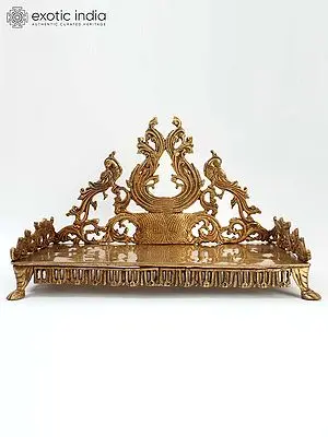 18" Brass Peacock Design Throne
