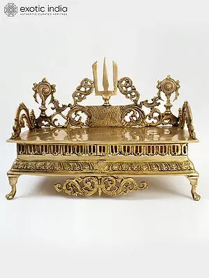 17" Brass Designer Singhasan with Vaishnava Symbols