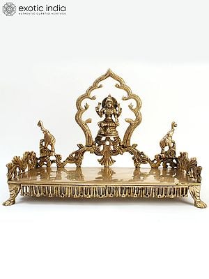 18" Designer Deity Singhasan with Gajalakshmi in Brass