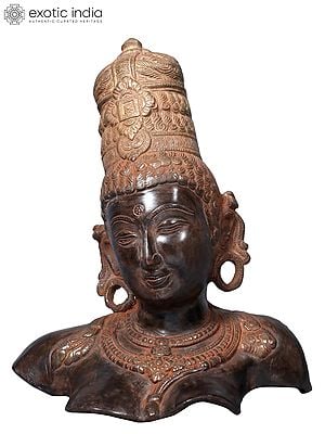 11" Goddess Parvati Head in Brass