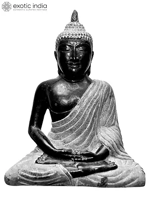 8" Gautama Buddha in Dhyana Mudra | Kadappa Stone Sculpture