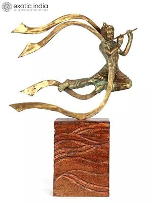 26" Lord Krishna Playing Flute | Original Bronze Sculpture