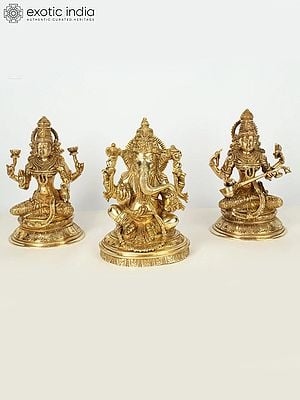 Superfine Lakhsmi Ganesha Saraswati (Set of 3) | Brass