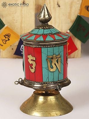 5" Tibetan Buddhist Prayer Wheel with Auspicious Mantra from Nepal