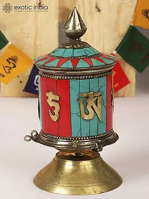 5" Tibetan Buddhist Prayer Wheel with Auspicious Mantra from Nepal