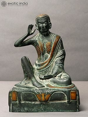 8" Tibetan Siddha Guru Milarepa in Brass