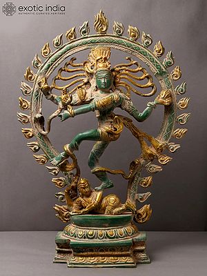 20" Green and Gold Nataraja in Brass