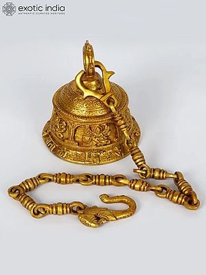 6" Goddess Durga Ritual Bell in Brass