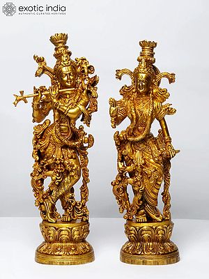 14" Standing Radha Madhav (Krishna) | Brass Statue