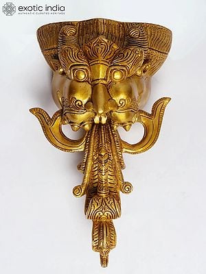 8" Kirtimukha Wall Hanging in Brass