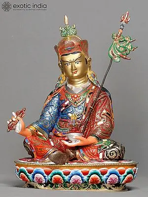 Copper Guru Padmasambhava Sculpture, 13", Crafted in Nepal