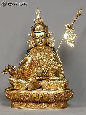 Gilded Copper Guru Padmasambhava Statue - Nepalese Sculpture