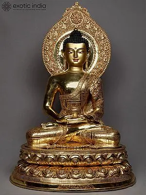 30" Large Lord Buddha Idol in Dhyana Mudra | Copper with 24K Gilded Gold
