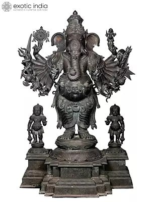 57'' Large Veera Ganpati | Madhuchista Vidhana (Lost-Wax) | Panchaloha Bronze from Swamimalai (Shipped by Sea)