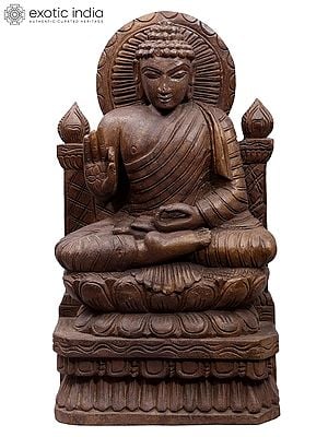 18" Wooden Lord Buddha Idol Preaching His Dharma