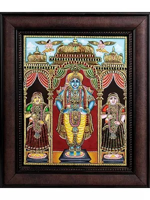 Shri Krishna with Rukmini and Satyabhama (Framed)