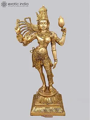 40" Ardhanarishvara In Brass | Handmade | Made In India