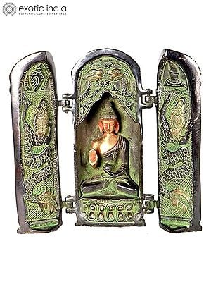 8" Lord Buddha Folding Temple in Brass | Handmade | Made in India