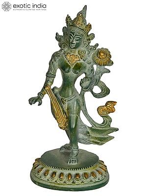 8" Standing Tara (Tibetan Buddhist) In Brass | Handmade | Made In India