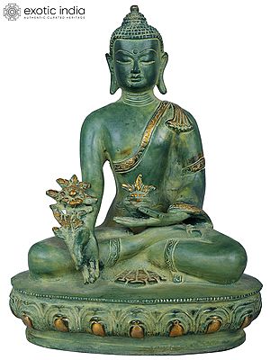 9" Handcrafted Medicine Buddha Brass Statue | Lord Bhaishajyaguru Figurine