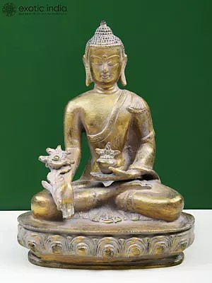 9" Medicine Buddha Statue in Brass | Handmade Buddhist Deity Idols