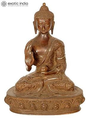 9" Blessings Introspective Buddha Statue with His Life Carved on His Robe